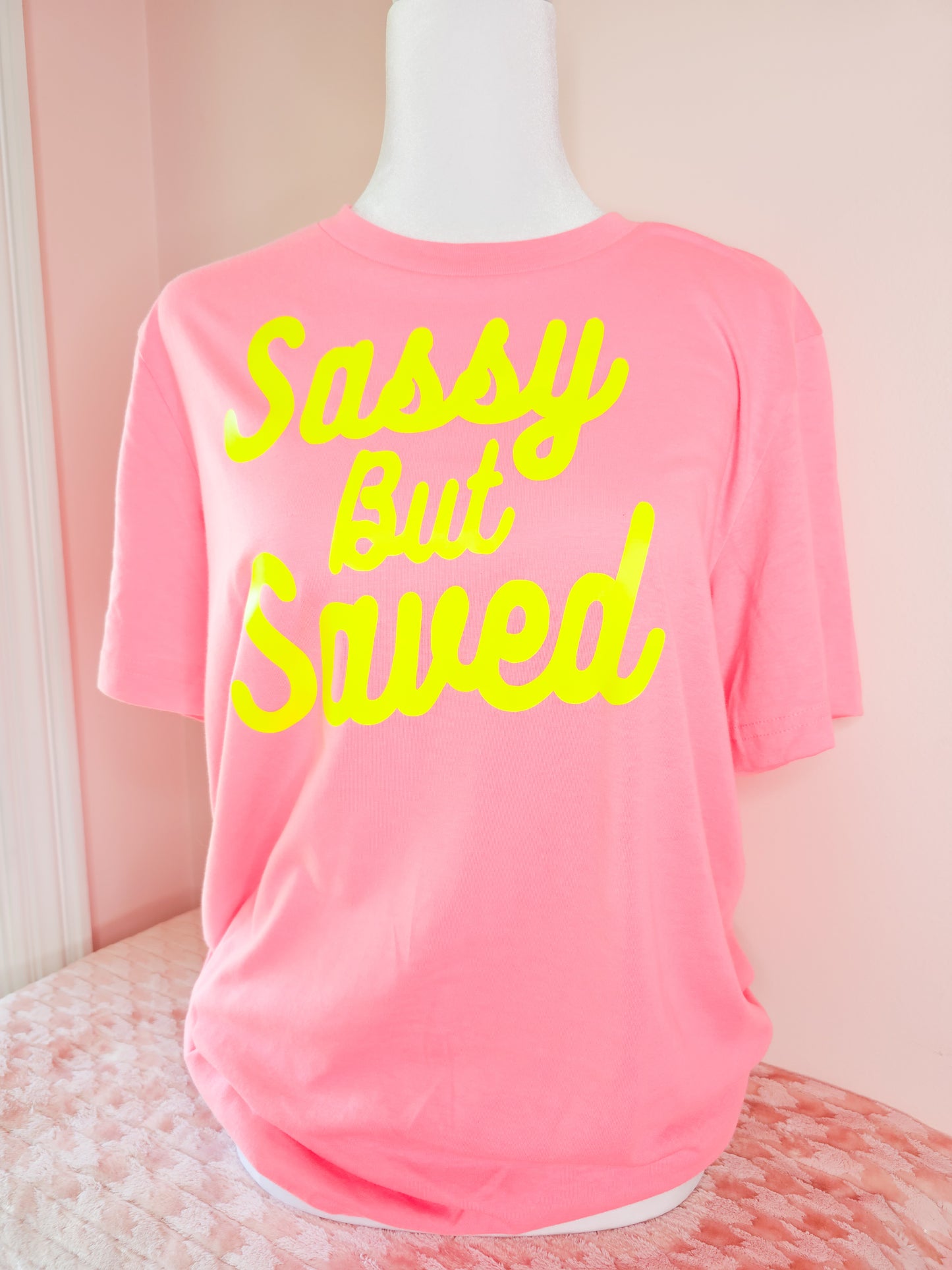 Sassy but Saved T-shirt - Pink/yellow