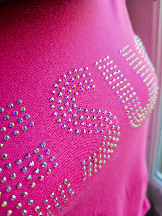 JESUS Rhinestone shirt - Pink